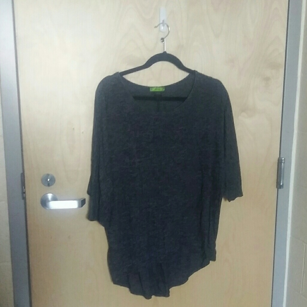 Plush Gray Dolman Sleeve High-Low Hem Top Size: 1X